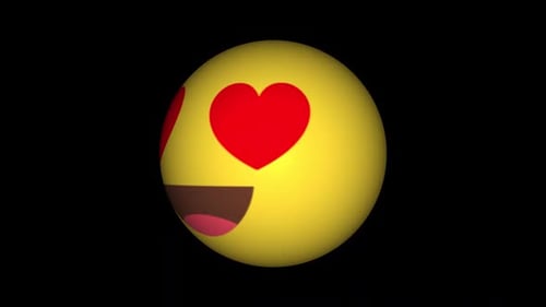 Animated 3D Love Heart Eyes Emoji Rotation