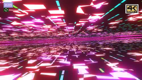 Futuristic Neon Digital Tunnel Flythrough Background