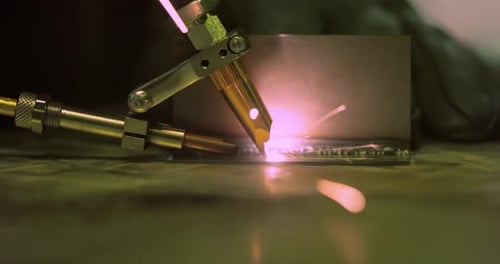 Automated Welder Joining Metal with Bright Sparks