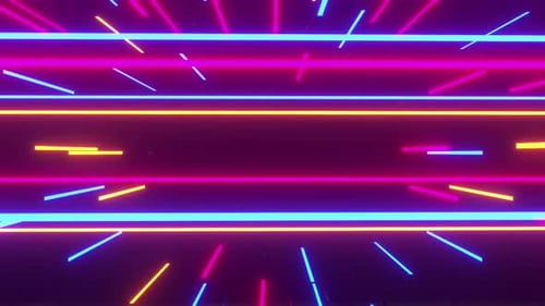 Abstract Neon Glowing Lines Tunnel Background Animation