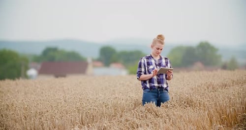 Portrait of Female Farmer with Digital Tablet at Farm