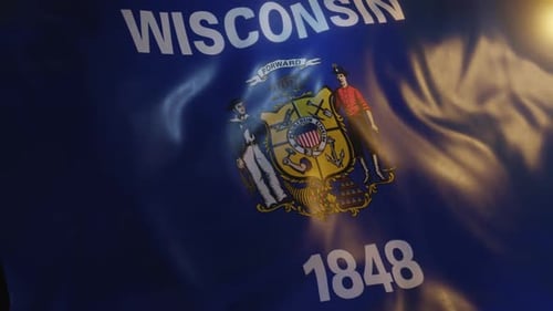 Wisconsin State Flag Waving 3D Animation