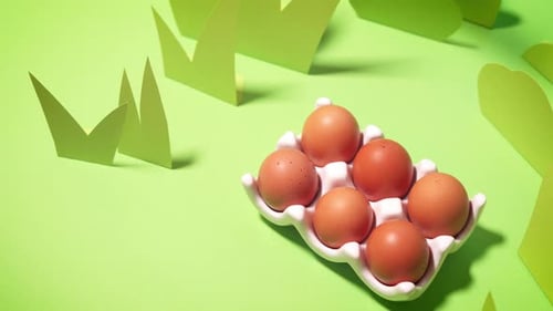 Beautiful Green Spring Background with Easter Eggs