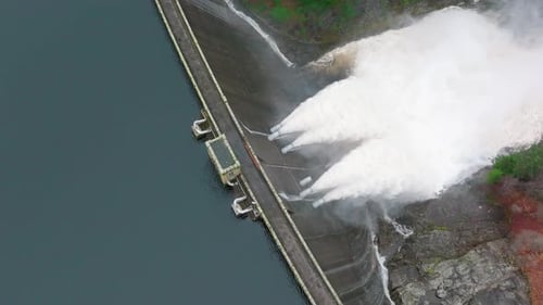 Water Pumped Through a Hydroelectric Power Station Dam Slow Motion