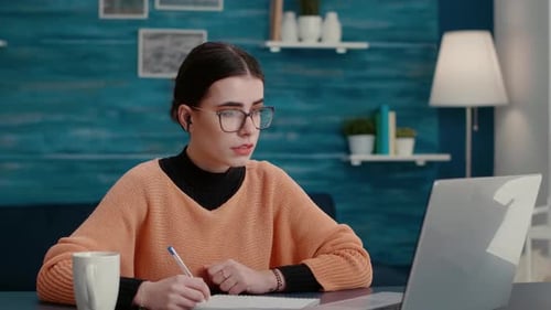 University Student Attending Online Class on Videoconference