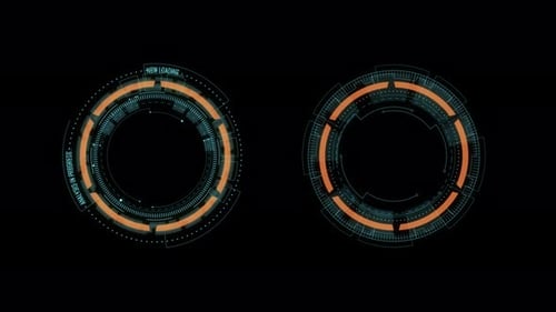 Rotation des blauen Kreises mit HUD-UI-Technologie, Hintergrund-Alpha-Kanal inklusive