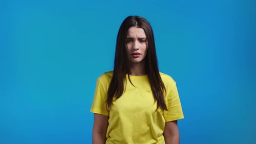 Inflexible Woman with Long Hair Disapproving with No Head Sign Nods Head Disapprovingly