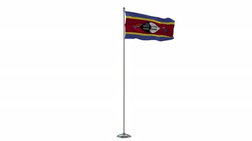 Eswatini National Flag Waving on White Background