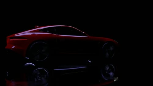 Sleek Red Sports Car Silhouette with Dynamic Lighting Animation