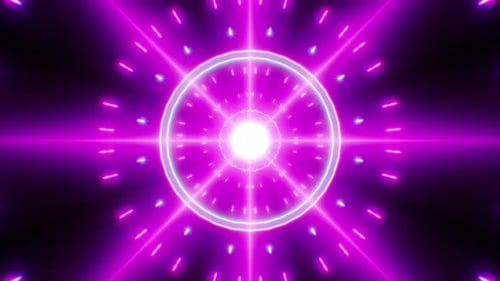 Dynamic Neon Light Tunnel Loop with Glowing Cyber Rays