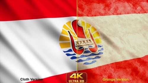 French Polynesia Flag Waving Animation: Clean and Grunge Styles