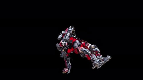 Animated Futuristic Robot Walking and Punching Cycle