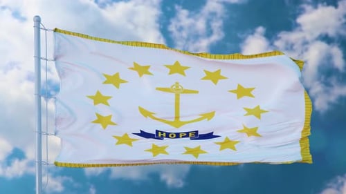 Rhode Island State Flag Waving Animation