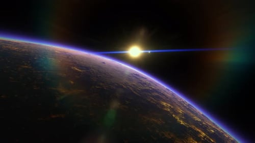 Planet Earth From Orbit with Glorious Sunrise Over City Lights