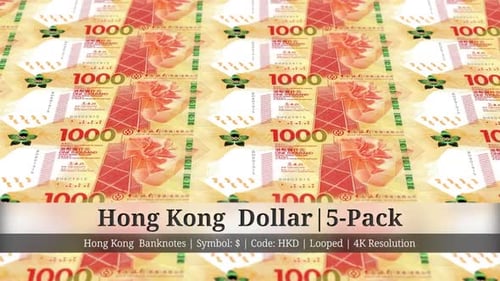 Hong Kong Dollar | Hong Kong Currency - 5 Pack | 4K Resolution | Looped
