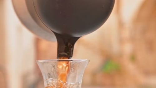 Turkish Tea Poured To Glass