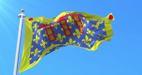 Occitanie Flag Waving Animation Against Blue Sky