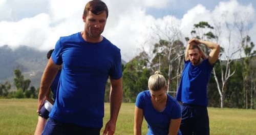 Fit people exercising in boot camp 4k