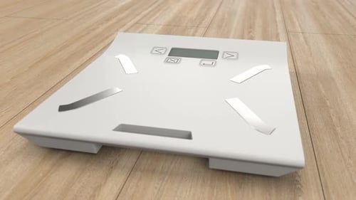 Electronic Weight Scales on the Floor and Weight Loss Concept with Diet