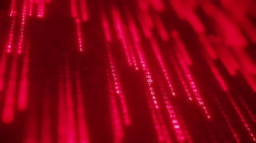 Glowing Red Hexadecimal Data Stream Background Loop