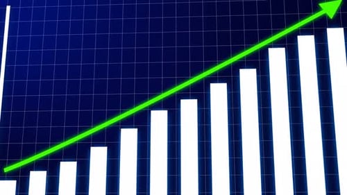 Animated Bar Chart Growth with Upward Trending Arrow