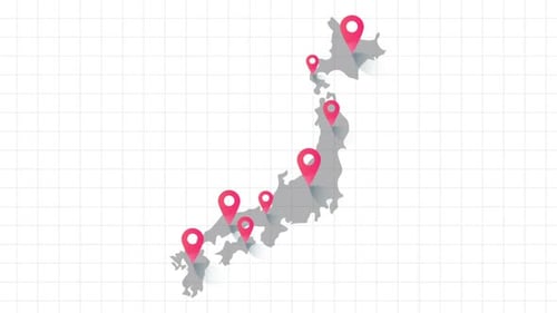 Japan Map Pin Point Location Animation