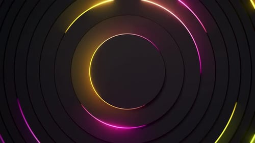 Dynamic Neon Glowing Concentric Circles Background Animation