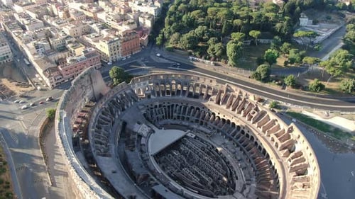 Aerial view of Colosseum, Rome, Italy - largest ancient amphitheatre ever built