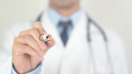 Doctor Writes Genetic Testing on Transparent Surface