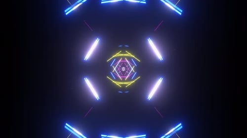 Endloser futuristischer Weltraumtunnel mit Neonlichtern