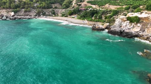 Awesome sea rocky texture aerial view 4 K Turkey Alanya