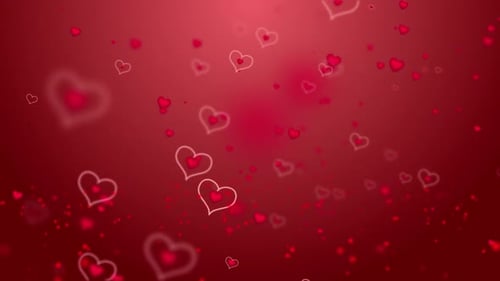 Romantic Red Hearts Floating Animation Background