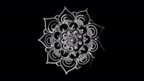 Mandala Ornement abstrait, mouvement de ligne fluo multicolore. Motif vidéo 4K Mandala India.