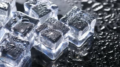 Close Up of Many Ice Cubes on White Background