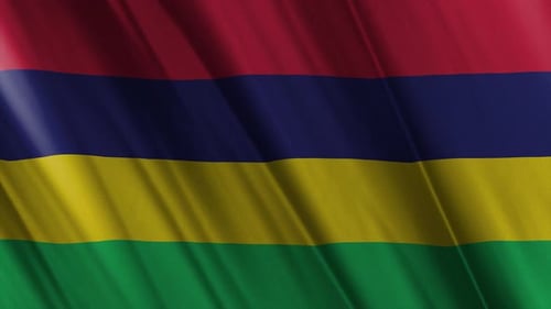 Animated Waving Flag with Horizontal Red Blue Yellow Green Stripes