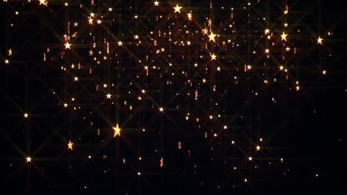 Golden Glittering Stars Falling Seamless Loop Background