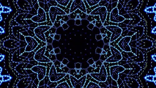 Abstract Blue Light Particles Kaleidoscope Background