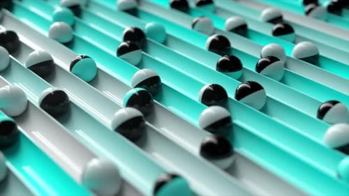 Bright Colorful Background with Rolling Balls Along the Paths