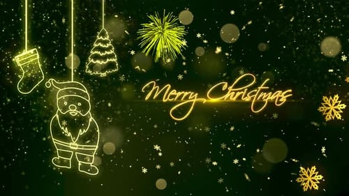 Merry Christmas Glowing Line Art Greeting Animation