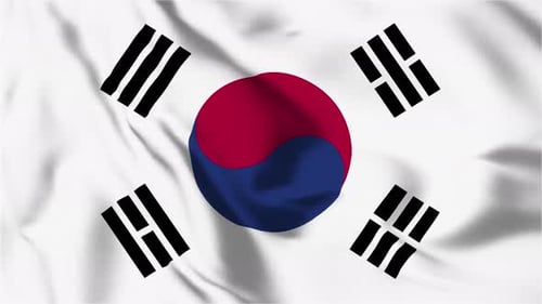 Realistic Waving Flag of South Korea Animation