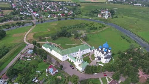 Aerial Top View on Kremlin in Suzdal Russia