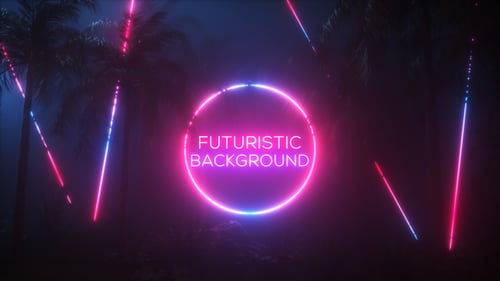 Futuristic Neon Glowing Circle and Laser Lines Background