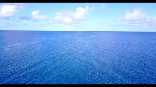 Aerial top down nature of paradise lagoon beach journey by turquoise sea with white sandy background