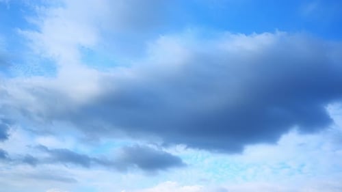 Fluffy White Clouds Moving Across a Blue Sky