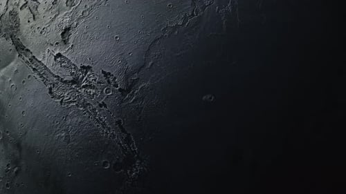 Dark Planetary Surface Flyover with Craters