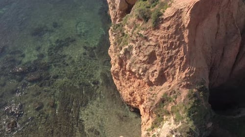 Aerial view of a rocky ocean shore