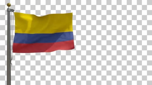 Colombia National Flag Waving on Transparent Background