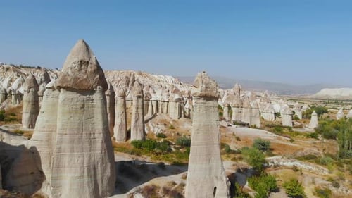 Cappadocia Aerial Drone View To Love Valley Goreme Turkey