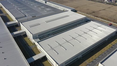 Factory building in city