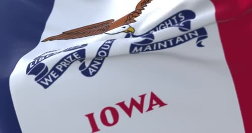 Realistic Waving Iowa State Flag Visual Background